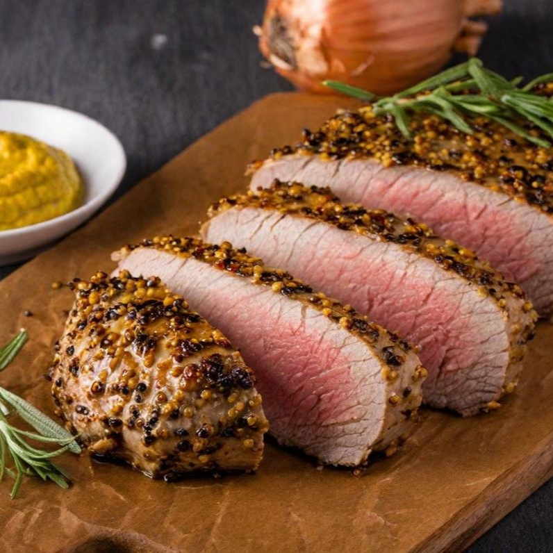 Filet mignon rôti à la moutarde au piment d'Espelette