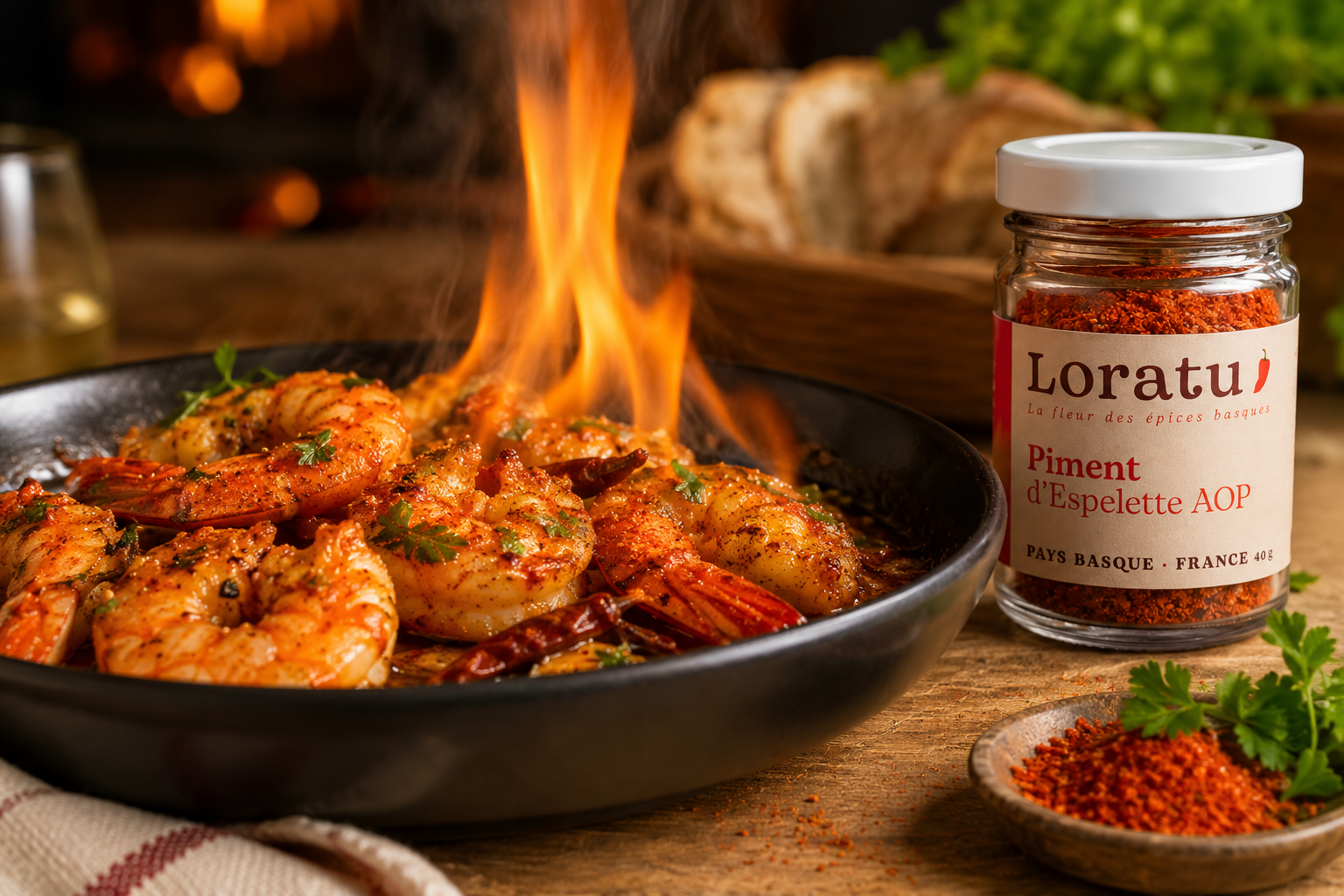 Gambas flambées au Piment d'Espelette