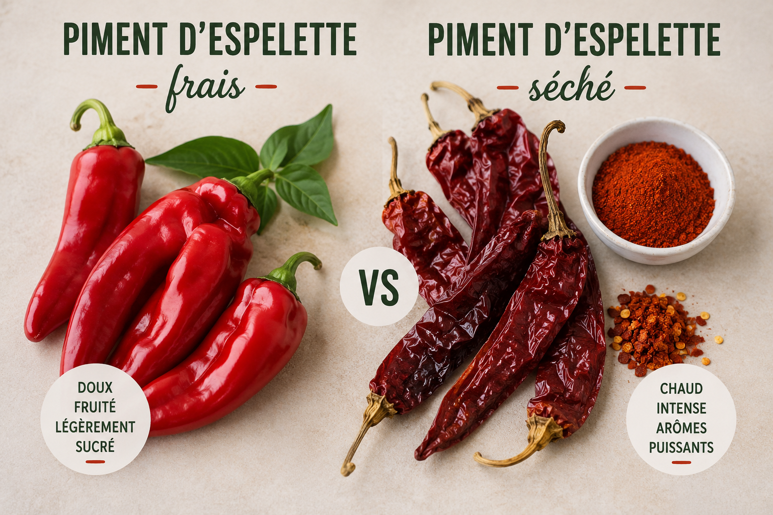 Piment d'Espelette frais ou séché : quelles différences et comment bien choisir ?